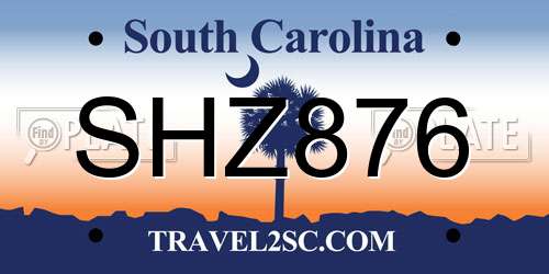 SHZ876 South Carolina License Plate