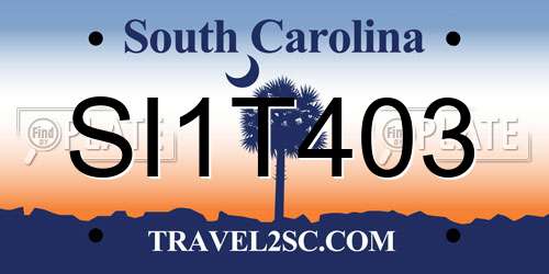 SI1T403 South Carolina License Plate