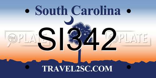 SI342 South Carolina License Plate