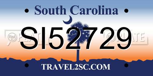 SI52729 South Carolina License Plate
