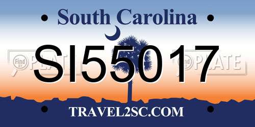 SI55017 South Carolina License Plate