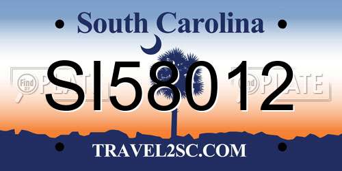 SI58012 South Carolina License Plate