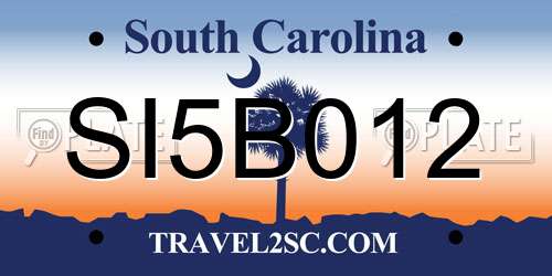 SI5B012 South Carolina License Plate
