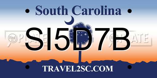 SI5D7B South Carolina License Plate