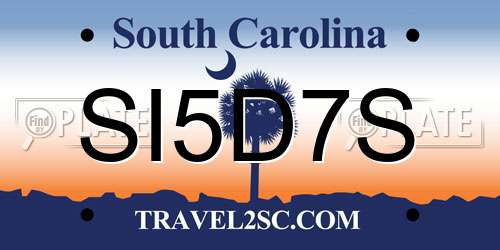 SI5D7S South Carolina License Plate