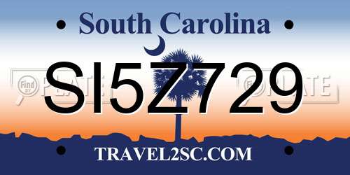 SI5Z729 South Carolina License Plate