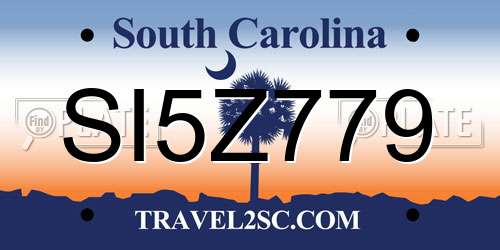 SI5Z779 South Carolina License Plate