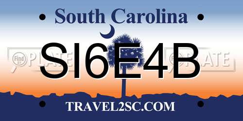 SI6E4B South Carolina License Plate