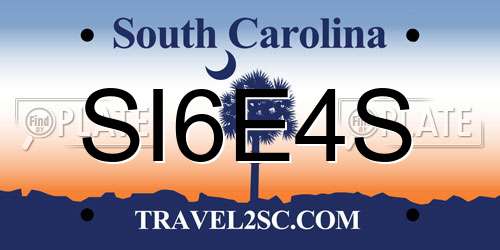 SI6E4S South Carolina License Plate