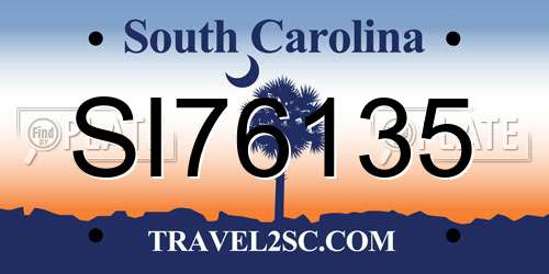 SI76135 South Carolina License Plate