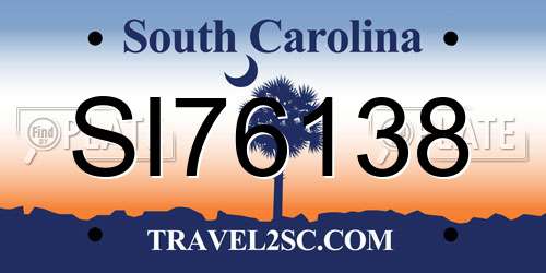 SI76138 South Carolina License Plate