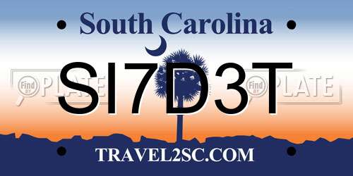 SI7D3T South Carolina License Plate