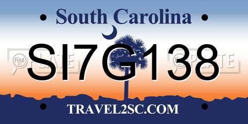 SI7G138 South Carolina License Plate