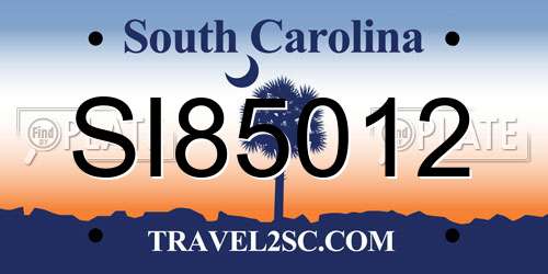 SI85012 South Carolina License Plate