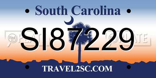 SI87229 South Carolina License Plate