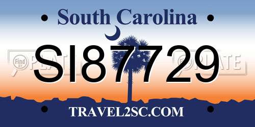 SI87729 South Carolina License Plate