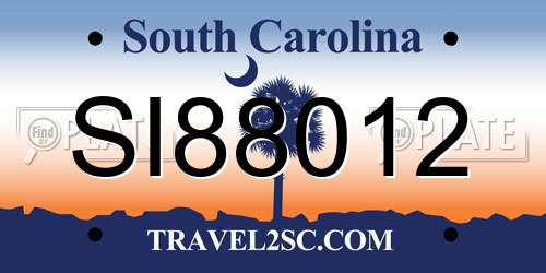 SI88012 South Carolina License Plate