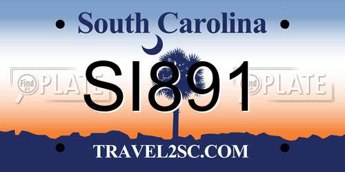 SI891 South Carolina License Plate