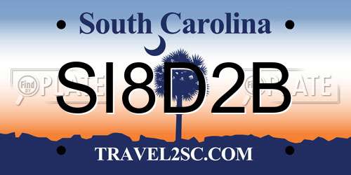 SI8D2B South Carolina License Plate