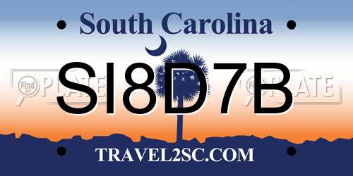 SI8D7B South Carolina License Plate