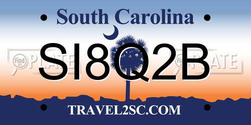SI8Q2B South Carolina License Plate