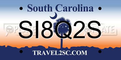 SI8Q2S South Carolina License Plate