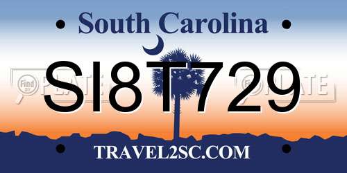 SI8T729 South Carolina License Plate