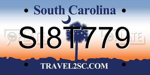 SI8T779 South Carolina License Plate
