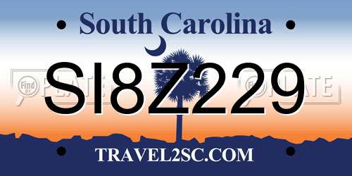 SI8Z229 South Carolina License Plate