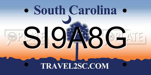 SI9A8G South Carolina License Plate