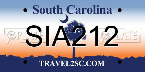 SIA212 South Carolina License Plate