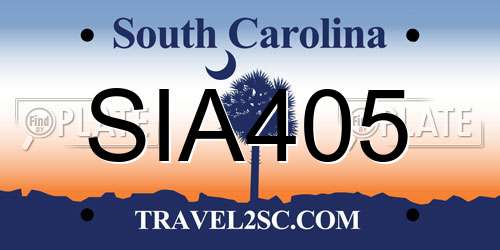 SIA405 South Carolina License Plate