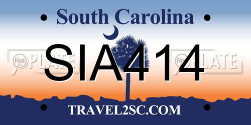 SIA414 South Carolina License Plate