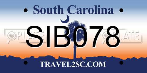 SIB078 South Carolina License Plate