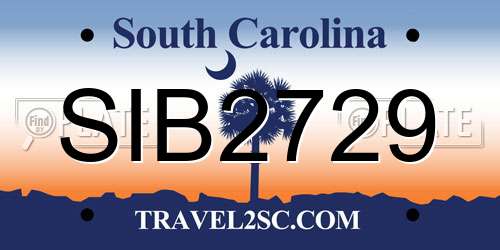 SIB2729 South Carolina License Plate