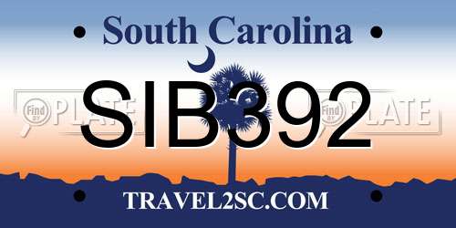 SIB392 South Carolina License Plate