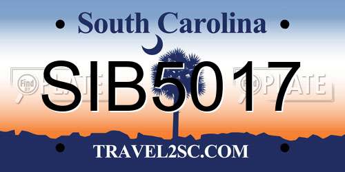 SIB5017 South Carolina License Plate