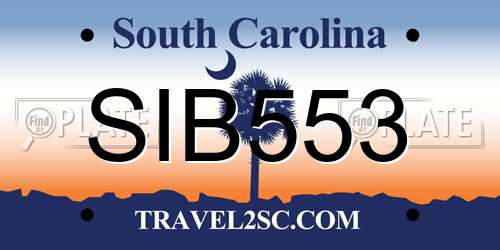 SIB553 South Carolina License Plate