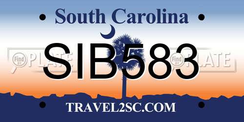 SIB583 South Carolina License Plate