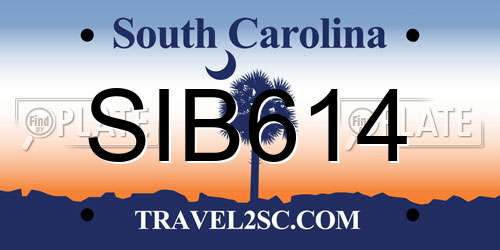 SIB614 South Carolina License Plate