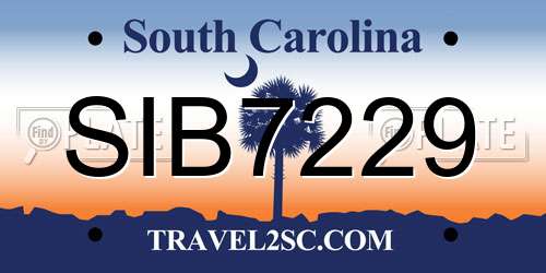 SIB7229 South Carolina License Plate