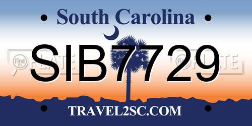 SIB7729 South Carolina License Plate