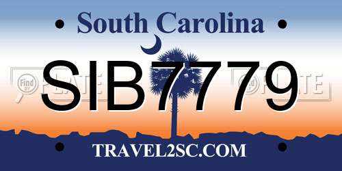 SIB7779 South Carolina License Plate