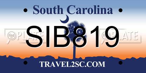SIB819 South Carolina License Plate