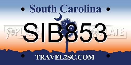 SIB853 South Carolina License Plate