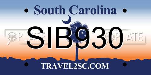SIB930 South Carolina License Plate