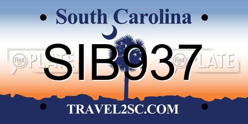 SIB937 South Carolina License Plate
