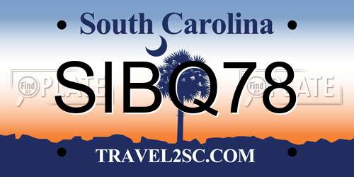SIBQ78 South Carolina License Plate