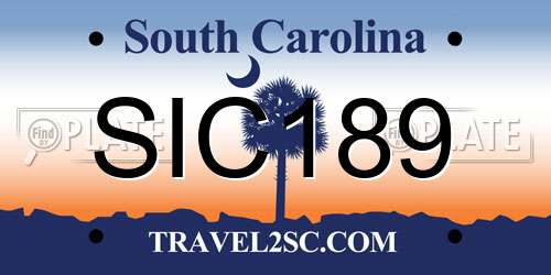 SIC189 South Carolina License Plate