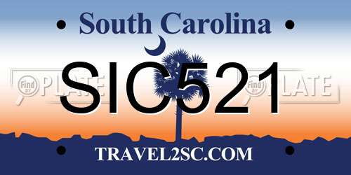 SIC521 South Carolina License Plate